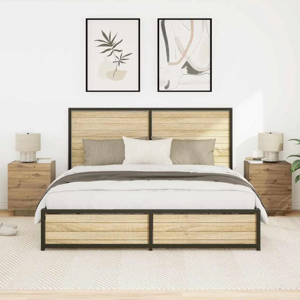 vidaXL Κομοδίνο 2 pcs artisan δρυς 45 x 40 x 55 εκ Επεξεργασμένο ξύλο