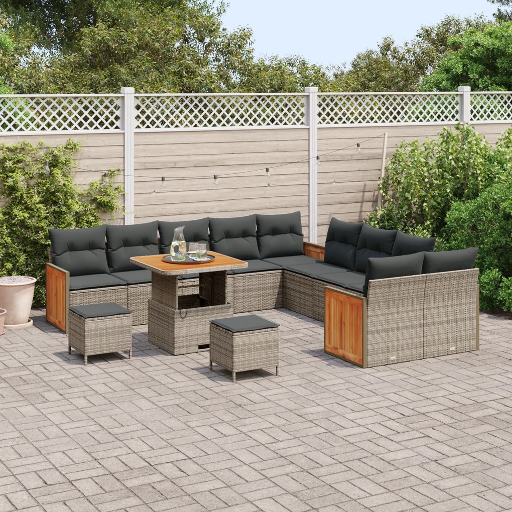 vidaXL Σετ Καναπέ Κήπου με μαξιλάρι 13 pcs Γκρι 80 x 80 x 71 cm