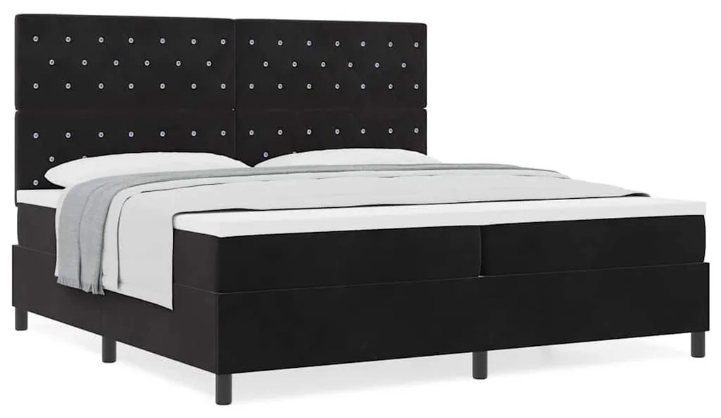 vidaXL Κρεβάτι με ελατήρια με στρώμα Μαύρο 200 x 200 cm Βελούδο