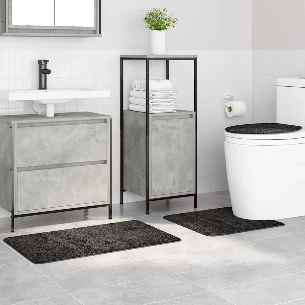 vidaXL Πατάκι μπάνιου 3 pcs Σκούρο γκρι 50 x 50 cm Πολυπροπυλένιο