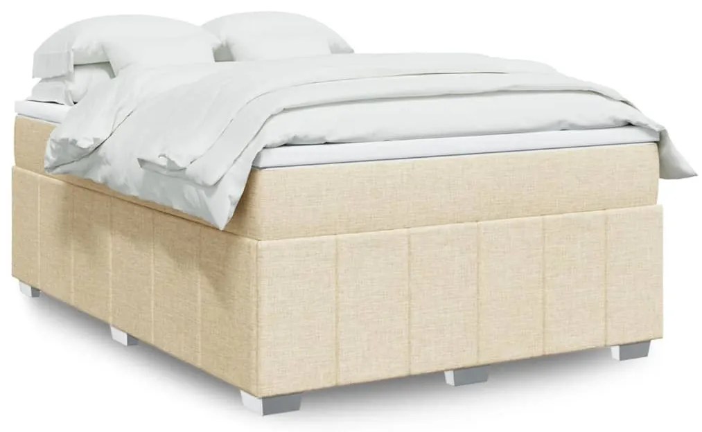 ΚΡΕΒΑΤΙ BOXSPRING ΜΕ ΣΤΡΩΜΑ ΚΡΕΜ 160X200 ΕΚ. ΥΦΑΣΜΑΤΙΝΟ 3285489