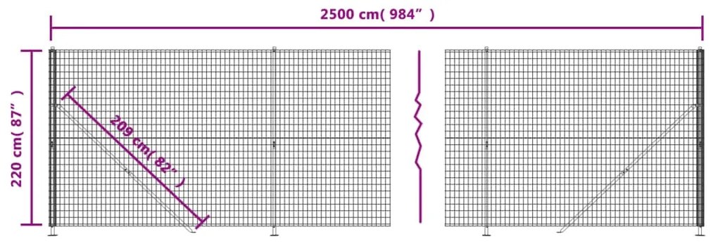 vidaXL Συρματόπλεγμα Περίφραξης Πράσινο 2,2 x 25 μ. με Βάσεις Φλάντζα