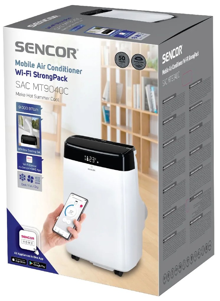 Φορητό Κλιματιστικό Ψύξης Sencor SAC MT9040C 9.000 BTU/h Wi-Fi StrongPack 35m² 65dBA Λευκό