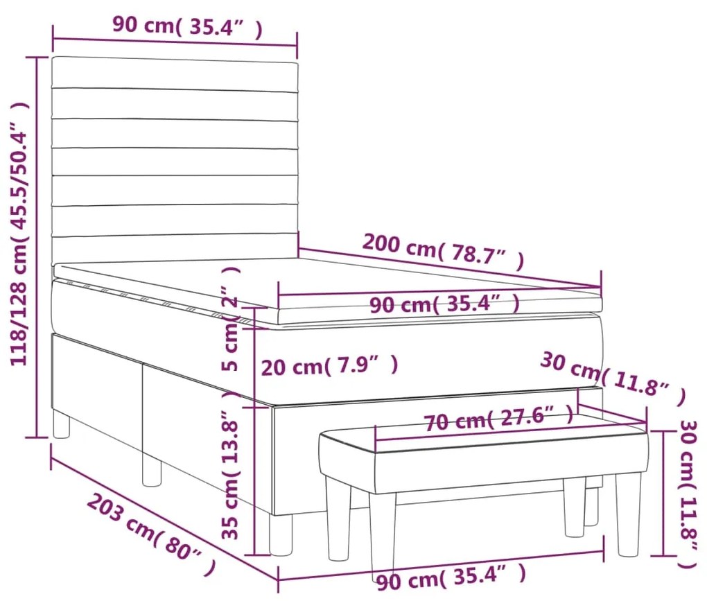 ΚΡΕΒΑΤΙ BOXSPRING ΜΕ ΣΤΡΩΜΑ ΜΑΥΡΟ 90X200 ΕΚ. ΥΦΑΣΜΑΤΙΝΟ 3137207