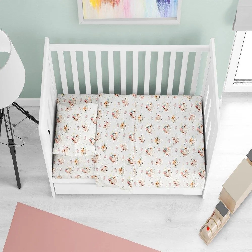 Σεντόνι Βρεφικό Unicorn 209 White-Salmon DimCol Λίκνου 80x110cm 100% Cotton