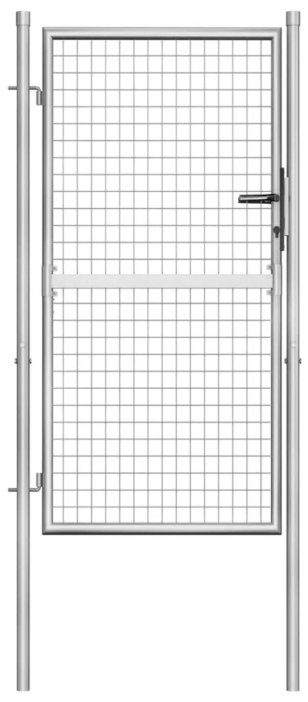 vidaXL Πόρτα Περίφραξης Ασημί 105 x 200 εκ. από Γαλβανισμένο Χάλυβα