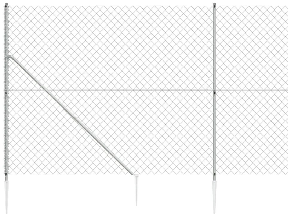 vidaXL Συρματόπλεγμα Περίφραξης Ασημί 1,4 x 25 μ. με Καρφωτές Βάσεις