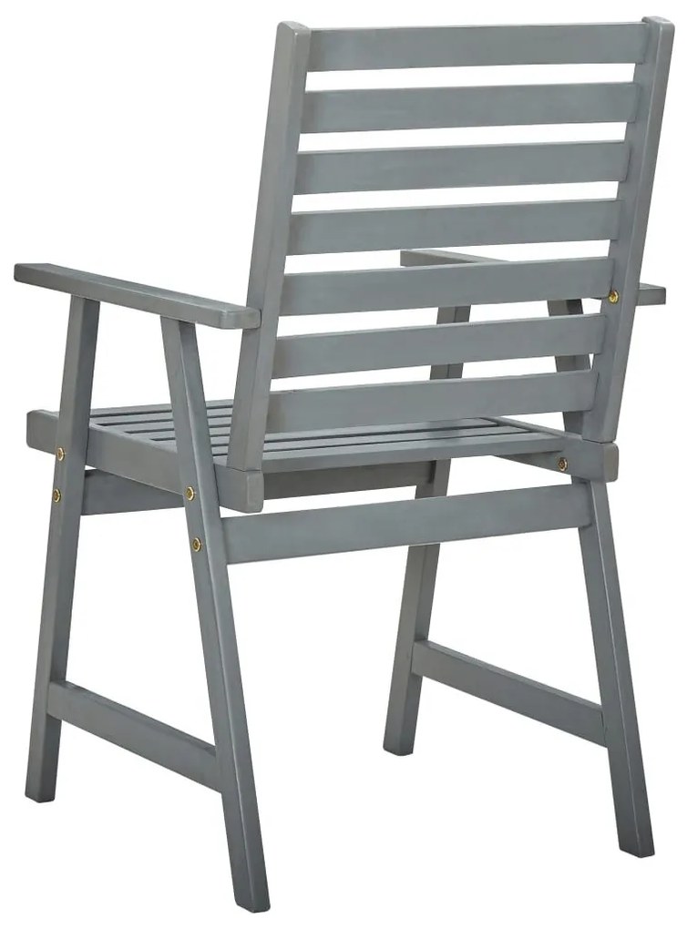 Καρέκλες Εξ Χώρου με Μαξιλάρια 3 τεμ. από Μασίφ Ξύλο Ακακίας - Γκρι