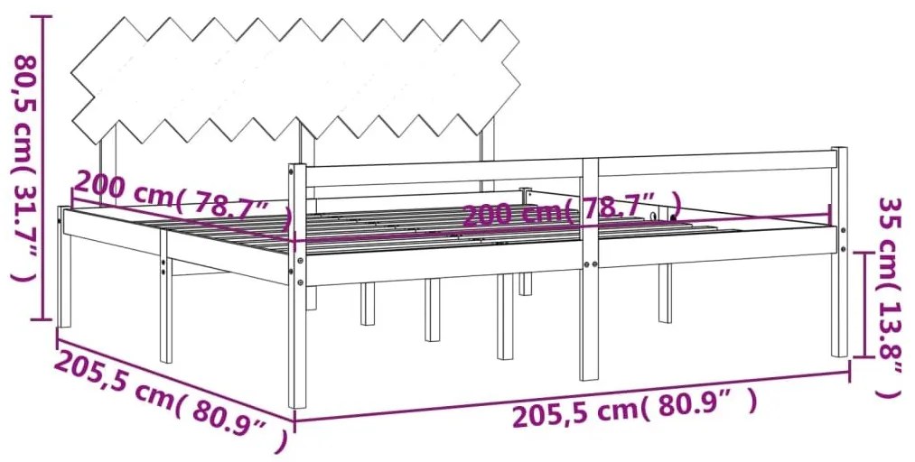 Κρεβάτι Ηλικιωμένου με Κεφαλάρι 200 x 200 εκ. Μελί Μασίφ Ξύλο - Καφέ