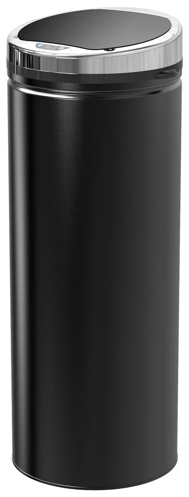 HOMCOM Κάδος Απορριμμάτων με Αισθητήρα Κίνησης, Ανοξείδωτος Χάλυβας, 30,5 cm x 30,5 cm x 81,5 cm, Μαύρο