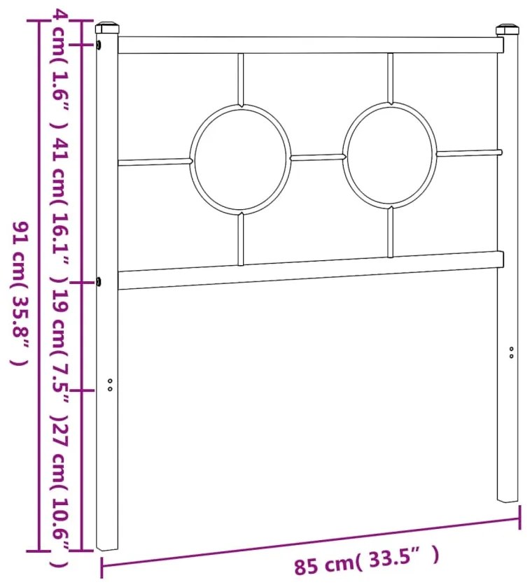 vidaXL Κεφαλάρι Λευκό 80 εκ. Μεταλλικό