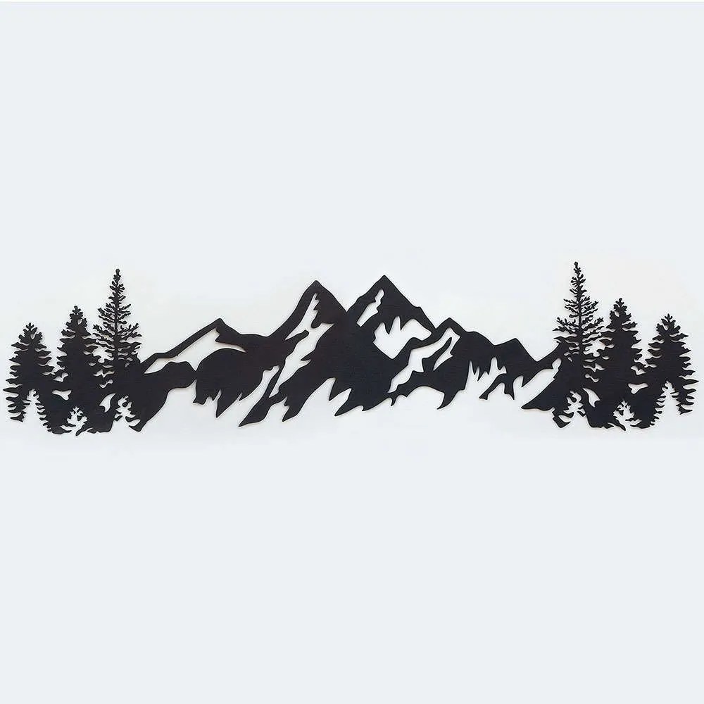 Διακοσμητικό Τοίχου Mountains 507ATP1178 17x69cm Black Wallity Ατσάλι