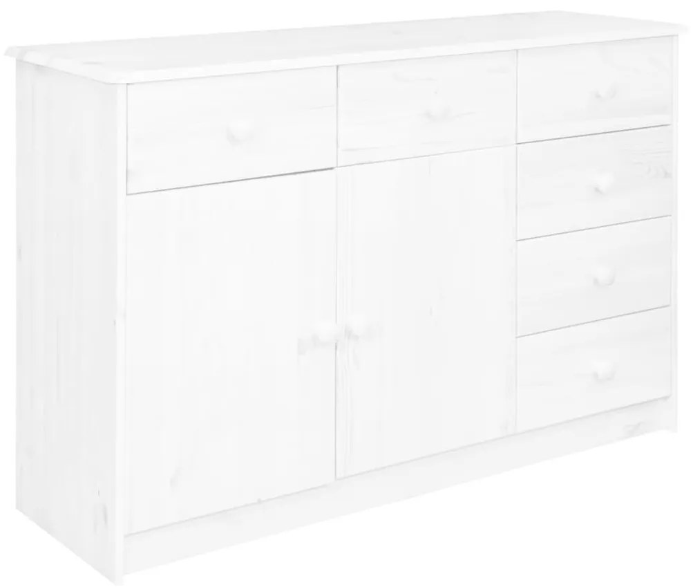 Συρταριέρα με 6 Συρτάρια Λευκή 113x35x73 εκ. Μασίφ Ξύλο Πεύκου - Λευκό