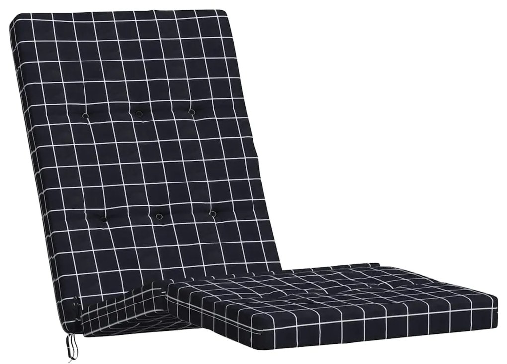 vidaXL Μαξιλάρια Ξαπλώστρας 2 Τεμ. Μαύρο Καρό από Ύφασμα Oxford