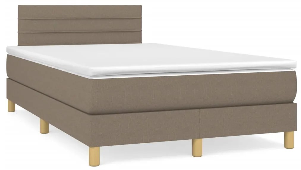 vidaXL Κρεβάτι Boxspring με Στρώμα Taupe 120x190 εκ. Υφασμάτινο