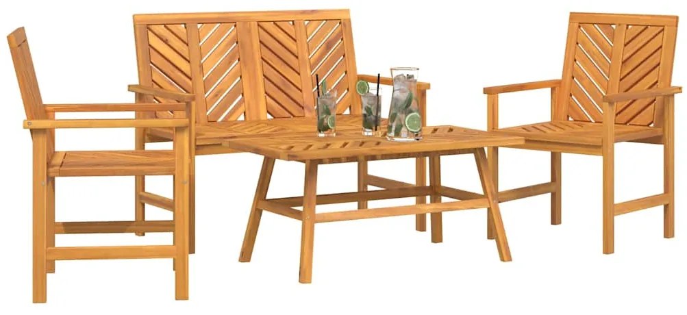 vidaXL Σετ Ξαπλώστρας Κήπου 2 pcs Καφέ Μασίφ ξύλο ακακίας