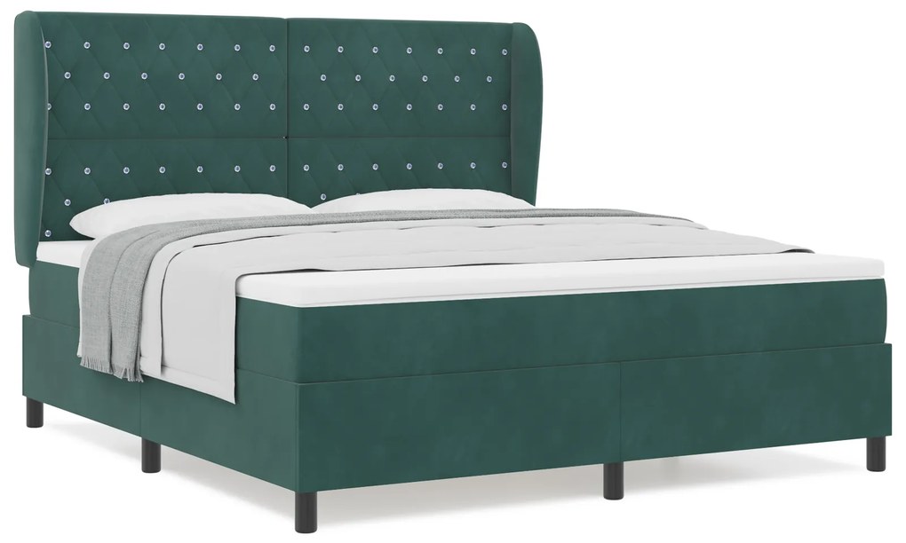 vidaXL Κρεβάτι με ελατήρια Σκούρο πράσινο 180 x 200 cm Βελούδο