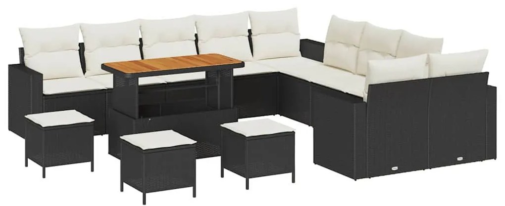 vidaXL Σετ Καναπέ Κήπου 14 pcs Μαύρο συνθετικό ρατάν