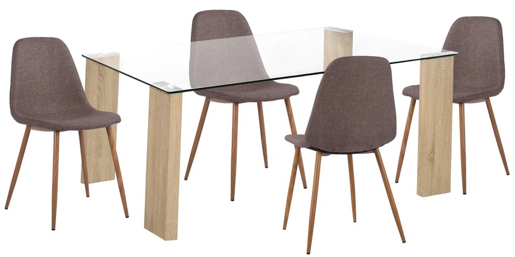 ΣΕΤ ΤΡΑΠΕΖΑΡΙΑΣ 5ΤΜΧ LEOMOR HM21270.02 ΤΡΑΠΕΖΙ & 4 ΚΑΡΕΚΛΕΣ - ΚΑΦΕ ΥΦΑΣΜΑ