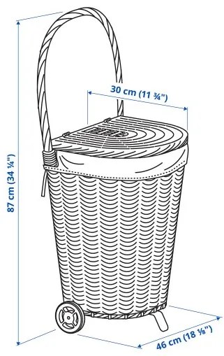 TOLKNING καλάθι για άπλυτα με ρόδες/χειροποίητο, 31 l 805.126.24