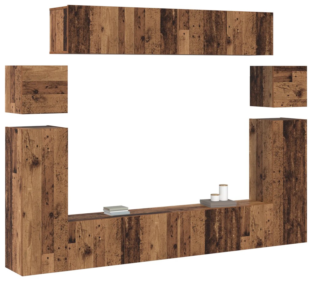 vidaXL Σετ επίπλου τηλεόρασης 8 pcs Καφέ 30.5 x 30 x 90 cm