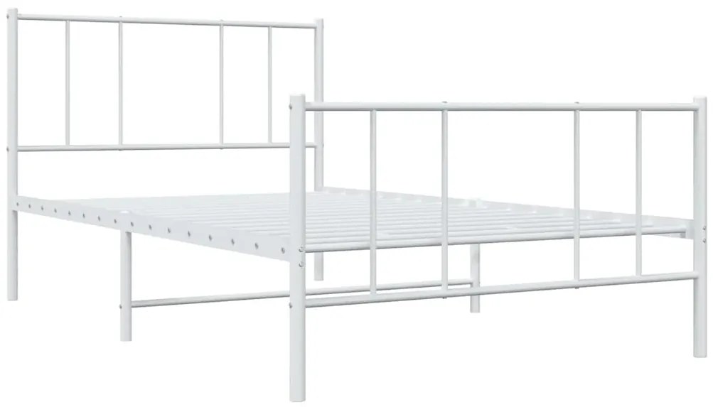 vidaXL Πλαίσιο Κρεβατιού με Κεφαλάρι&amp;Ποδαρικό Λευκό 100x190εκ. Μέταλλο