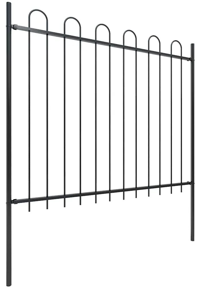 vidaXL Φράχτης Κήπου με Κορυφή από Ατσάλι 537 x 150 εκ. Μαύρος