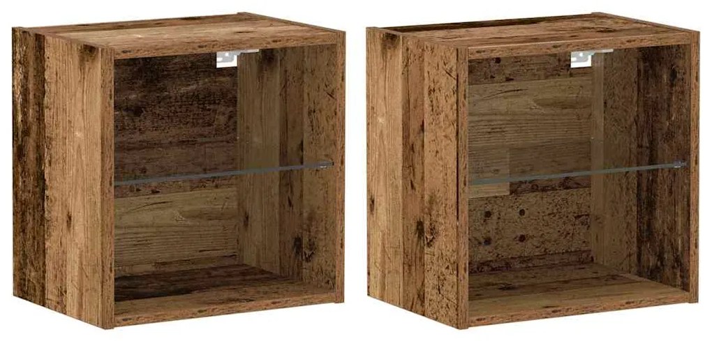 vidaXL Κρεμαστό Ράφι 2 τεμ Παλιό Ξύλο 40x28,5x40 εκ Επεξεργασμένο Ξύλο