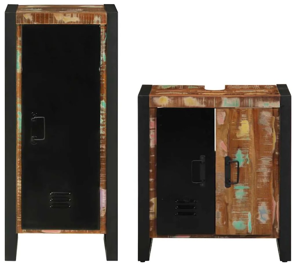 vidaXL Σετ Επίπλων Μπάνιου με συρτάρι 2 pcs Στερεό Ανακτηθέν Ξύλο