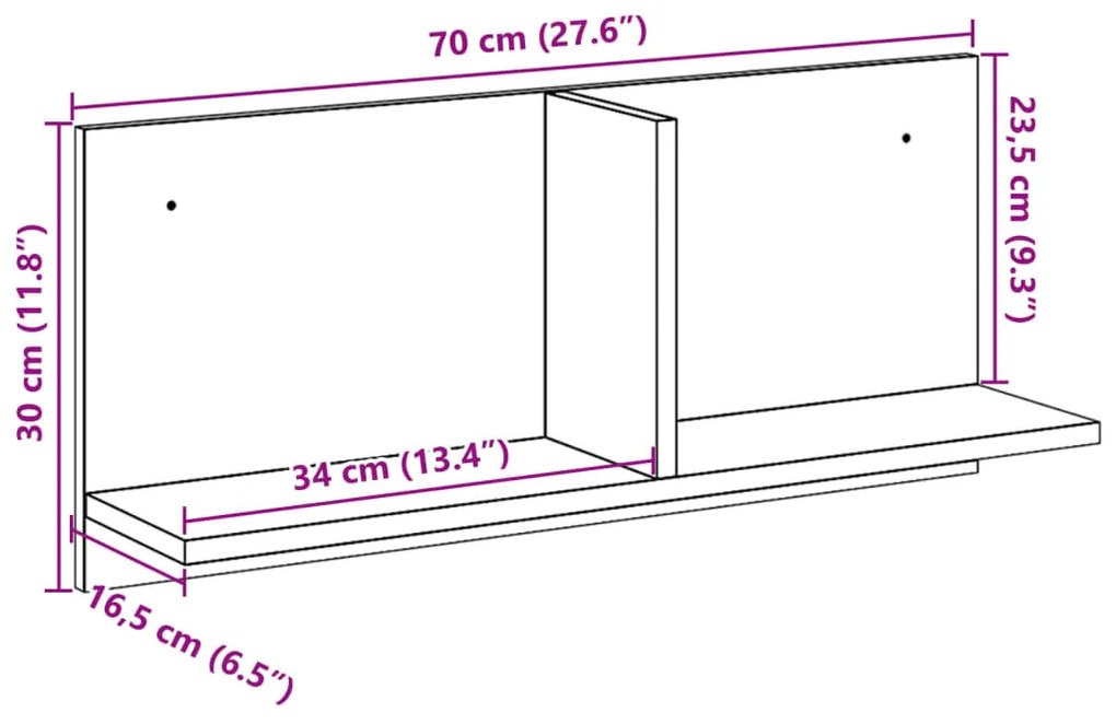 ΝΤΟΥΛΑΠΙ ΤΟΙΧΟΥ ΜΑΥΡΟ 70X16,5X30 ΕΚ. ΑΠΟ ΕΠΕΞΕΡΓΑΣΜΕΝΟ ΞΥΛΟ 854851