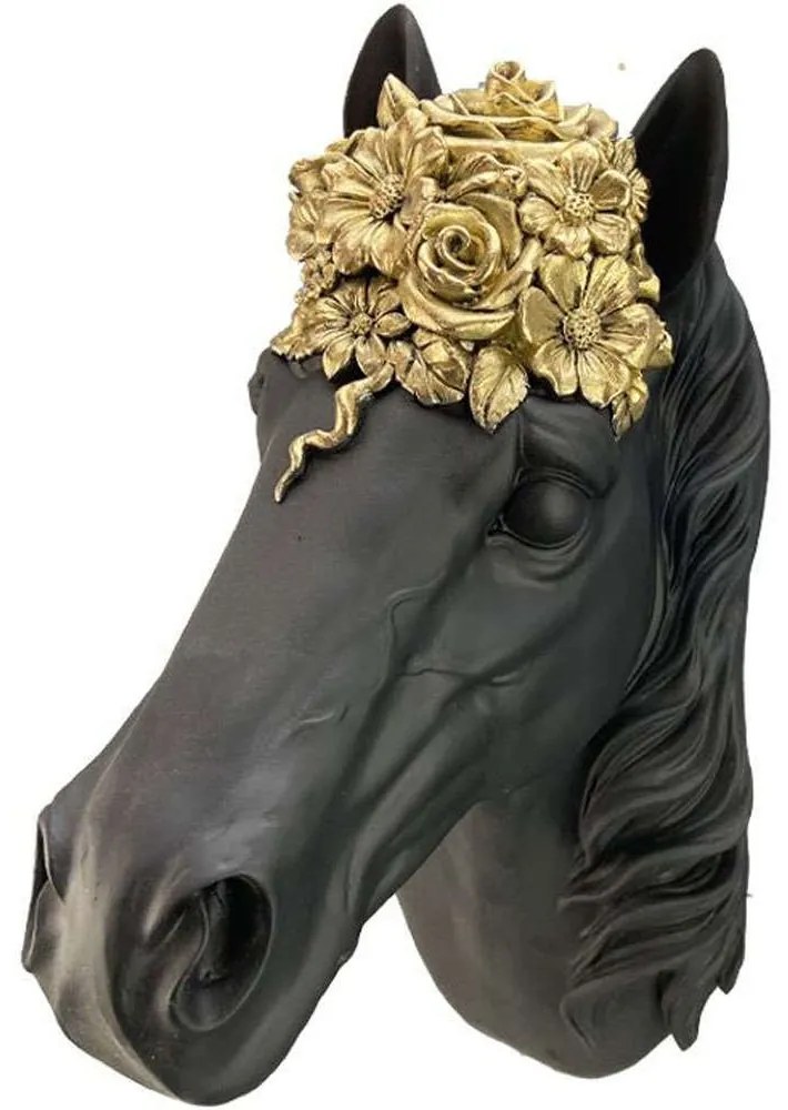 Διακοσμητικό Άλογο 269-122-166 20,5x13x32cm Gold-Black Πολυρεσίνη