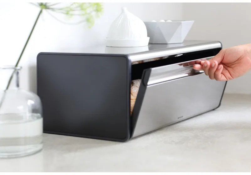 Κουτί ψωμιού Brabantia Fall Front 646848, 18 l, 46,5x25 cm, Επιτοίχια τοποθέτηση, Inox