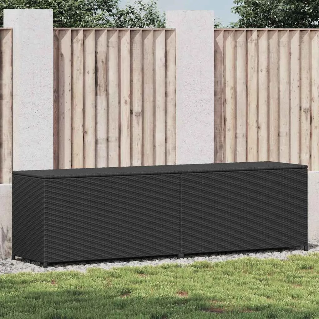 vidaXL Κουτί Αποθήκευσης Κήπου Μαύρο 200x50x60 εκ. από Συνθετικό Ρατάν