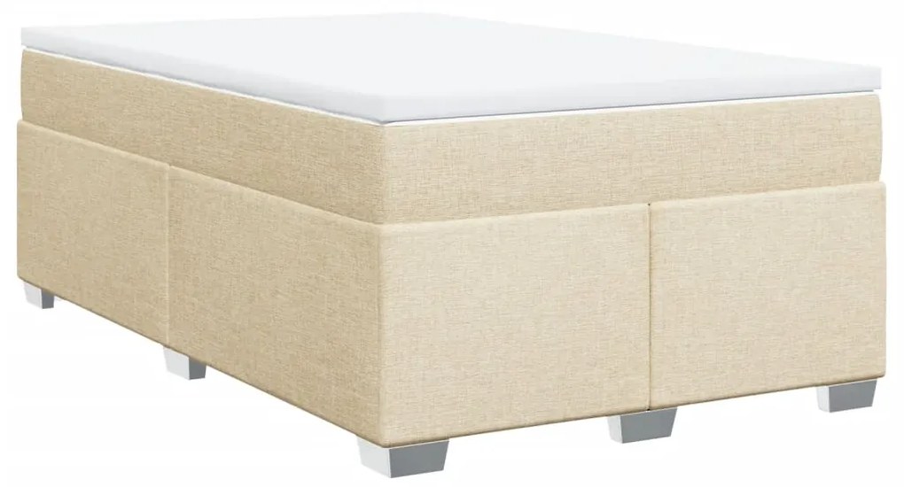 vidaXL Κρεβάτι Boxspring με Στρώμα Κρεμ 120x200 εκ. Υφασμάτινο