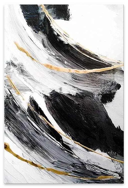 Πίνακας σε καμβά Golden And Silver Reflections" Megapap ψηφιακής εκτύπωσης 50x75x3εκ."