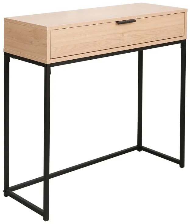 Κονσόλα Joumpa pakoworld με συρτάρι σε φυσική απόχρωση με μαύρο μέταλλο 80x28x76.5εκ