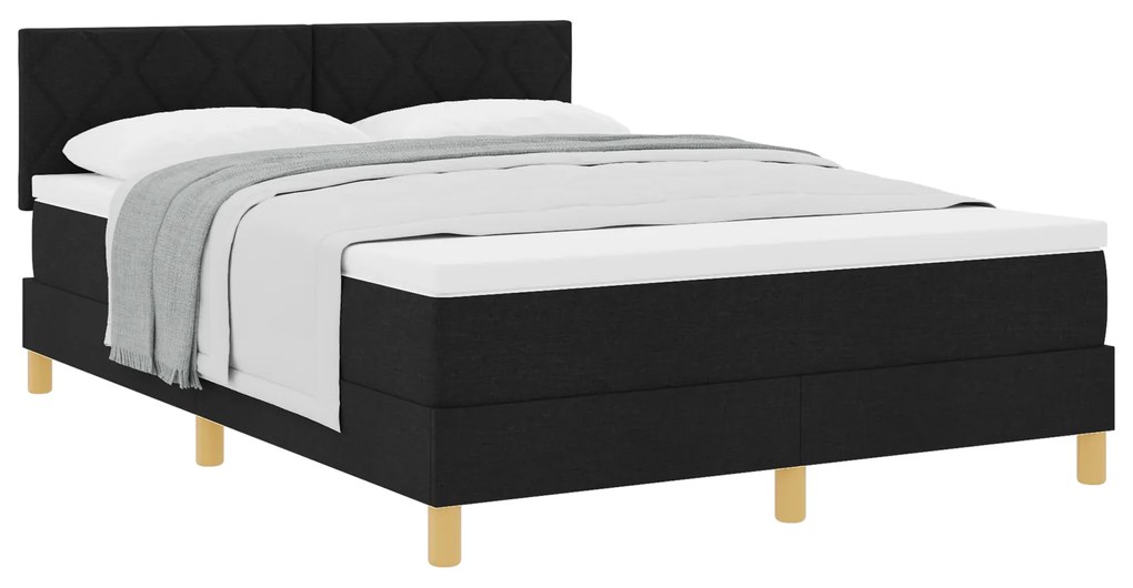 vidaXL Κρεβάτι Σπίνου με Στρώμα Μαύρο 160x200 εκ. Ύφασμα