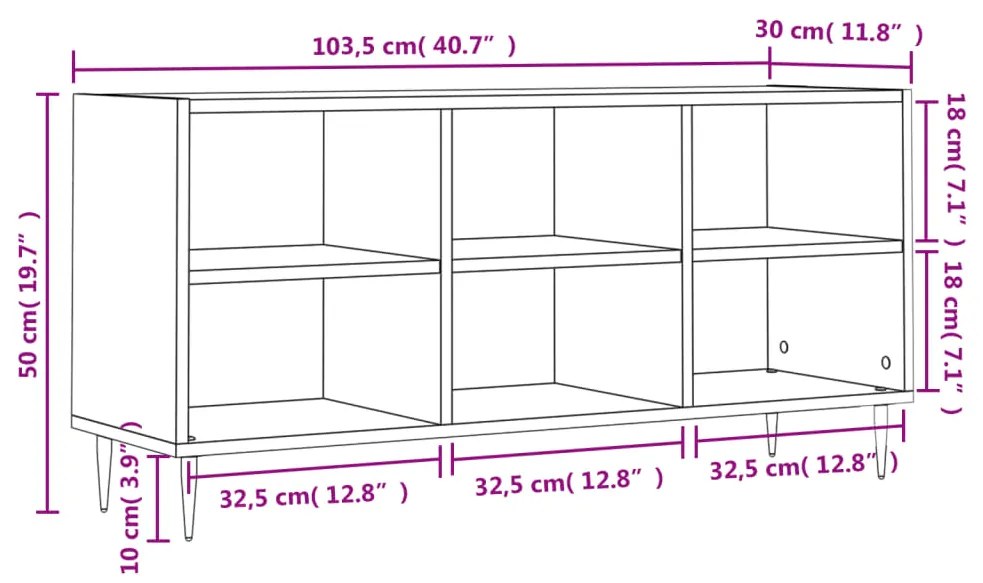 Έπιπλο Τηλεόρασης Καπνιστή Δρυς 103,5x30x50 Επεξεργασμένο Ξύλο - Καφέ