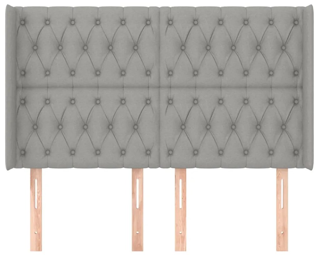 Κεφαλάρι με Πτερύγια Ανοιχτό Γκρι 147x16x118/128 εκ. Υφασμάτινο 3119914