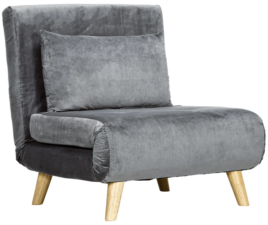 HOMCOM Πολυθρόνα 2-σε-1, Πολυθρόνα χαλάρωσης, Κρεβάτι επισκεπτών, έως 150 kg, 72 cm x 78 cm x 79 cm, Γκρι