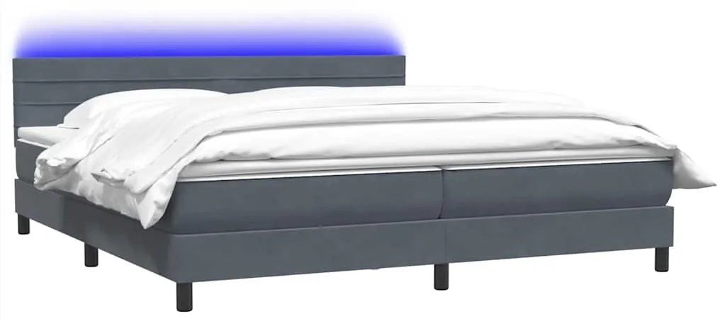 vidaXL Box Spring Κρεβάτι με στρώμα Σκούρο γκρι 200x220 cm Βελούδινο