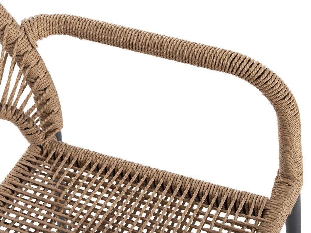 Πολυθρόνα Αλουμινίου Nojo Γκρι Με P.E.Twist Rattan Μπεζ 55x63x82Υ εκ.