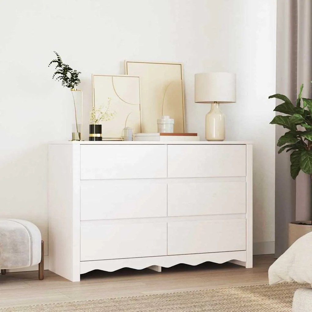 vidaXL Συρταριέρα "DRAMMEN" Λευκή 111x43x73,5 εκ Στερεό Ξύλο Πεύκου