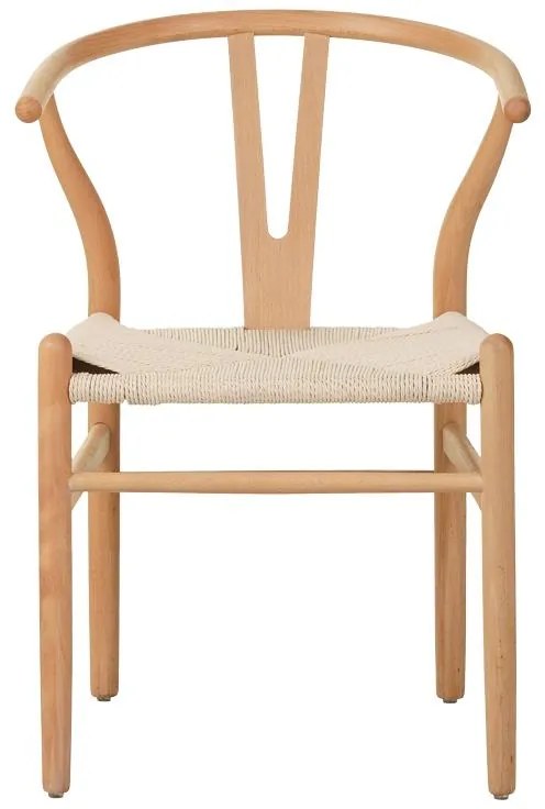 Καρέκλα Wishbone rubberwood-σχοινί σε φυσική απόχρωση 50x51x80εκ 53.5x57x74 εκ.