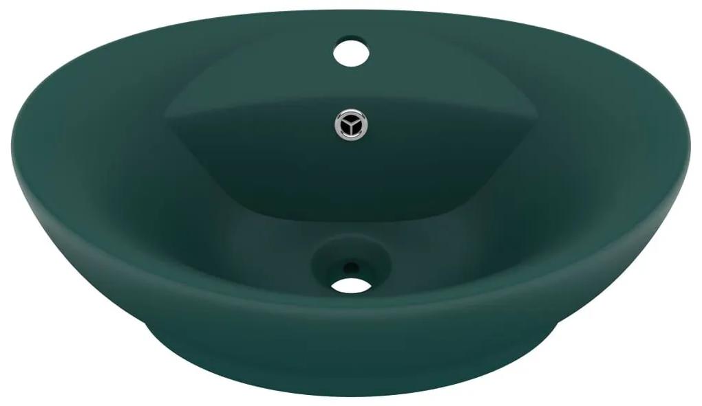 Νιπτήρας με Υπερχείλ. Οβάλ Σκ. Πράσινο Ματ 58,5x39 εκ Κεραμικός - Πράσινο