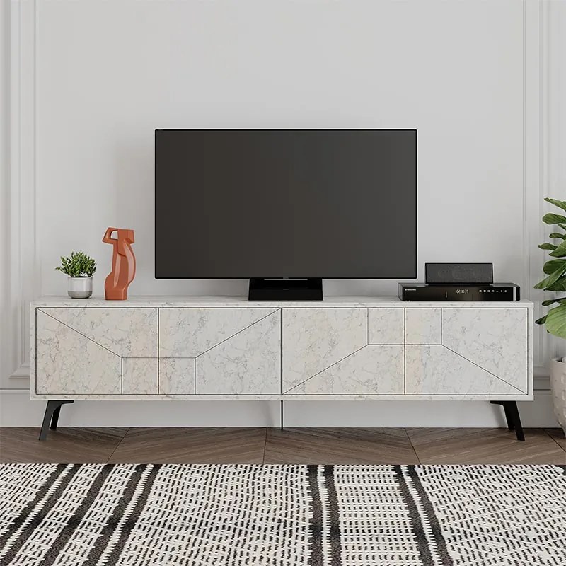 Έπιπλο τηλεόρασης Dune Megapap χρώμα λευκό αντικέ 180x29,6x50εκ.