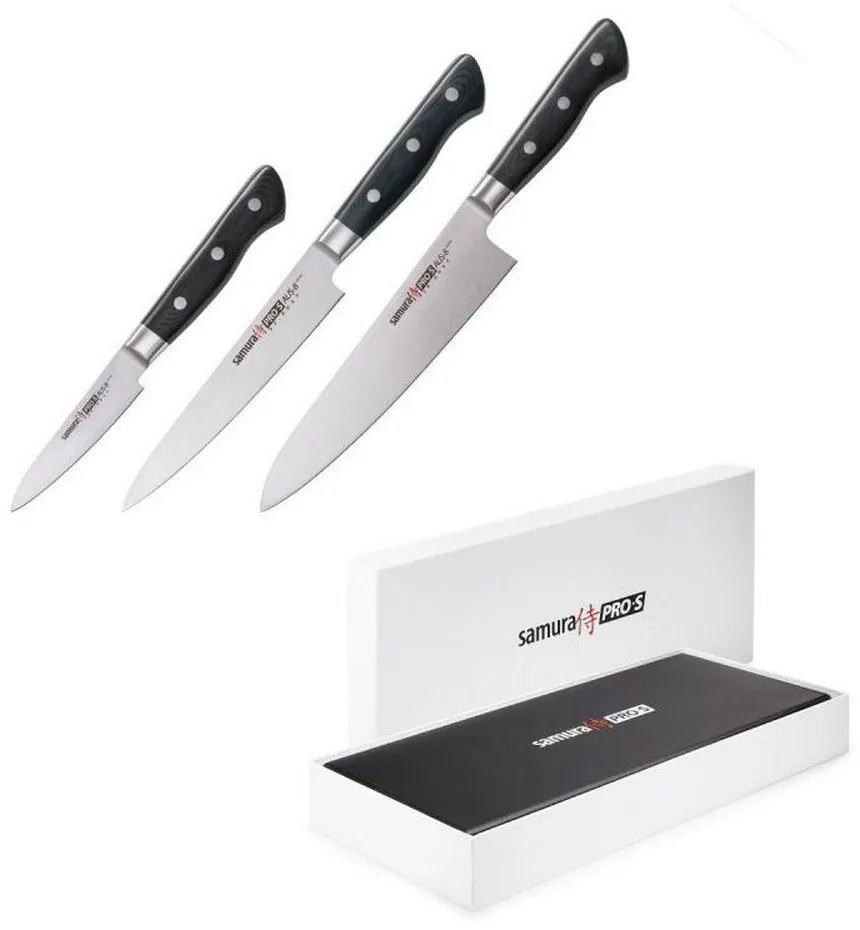 Μαχαίρια PRO-S SP-0230 Σε Κασετίνα Δώρου (Σετ 3τμχ) Black Samura Stainless Steel