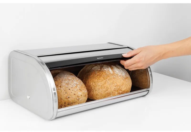 Κουτί ψωμιού Brabantia Roll Top 646890, 16 l, 44,5x26 cm, Ελαφριά και ανθεκτική κατασκευή, Inox/Matte