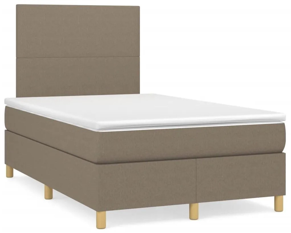 Κρεβάτι Boxspring με Στρώμα &amp; LED Taupe 120x190 εκ. Υφασμάτινο - Μπεζ-Γκρι