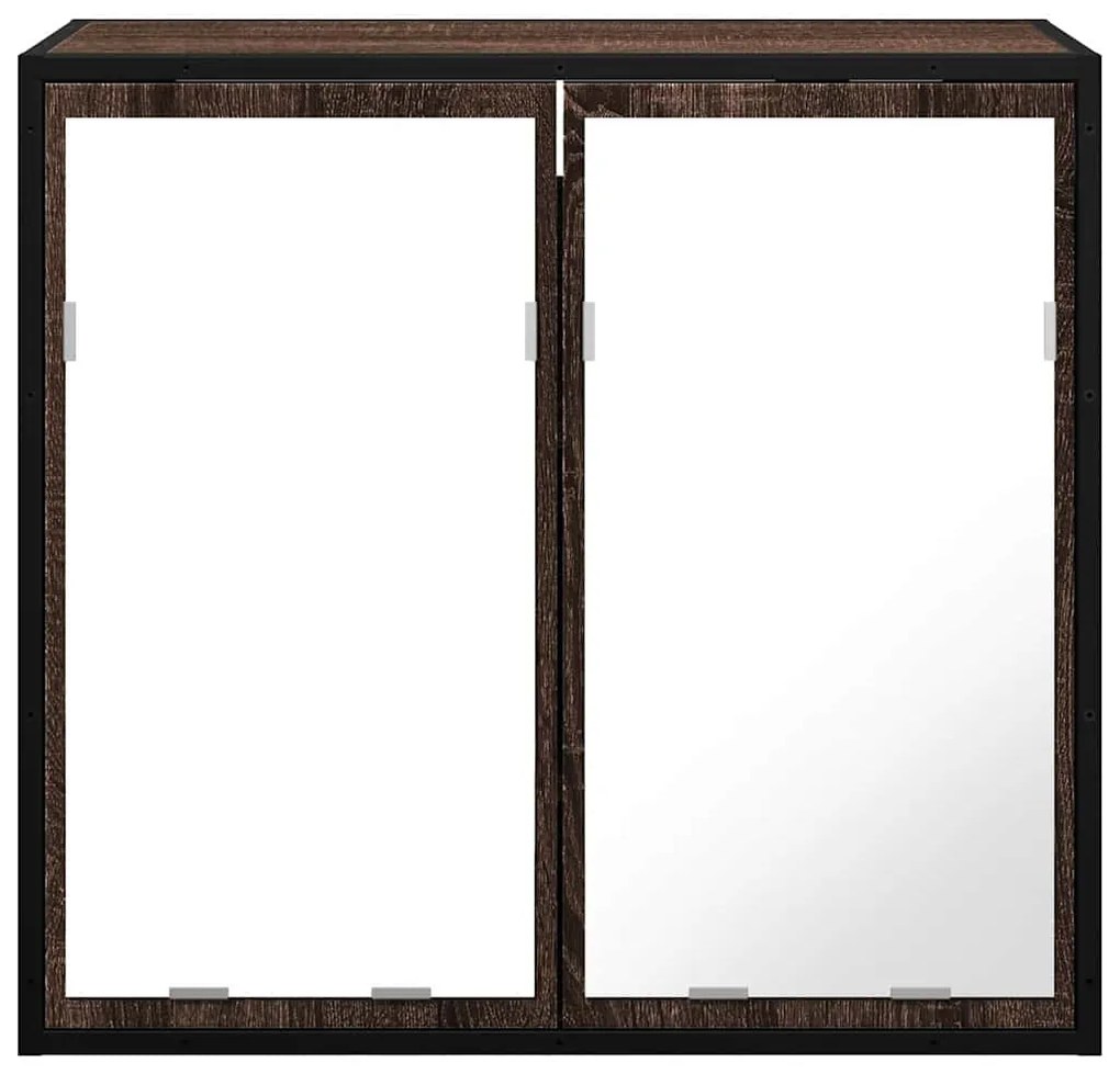 vidaXL ντουλάπι καθρέφτη μπάνιου καφέ δρυς 65x20x60 cm